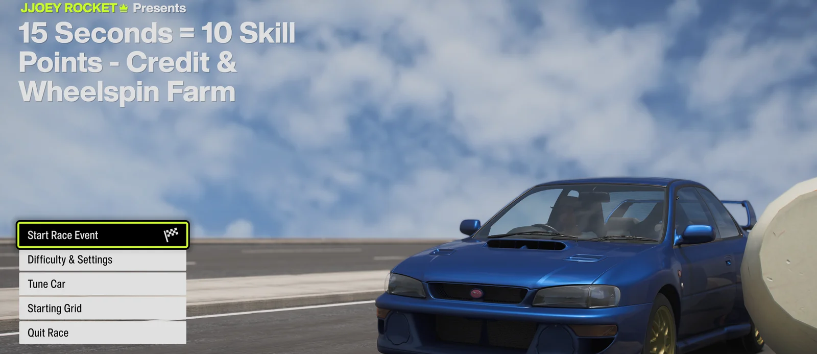 Forza Horizon 6 EventLab Start Race Event menu example